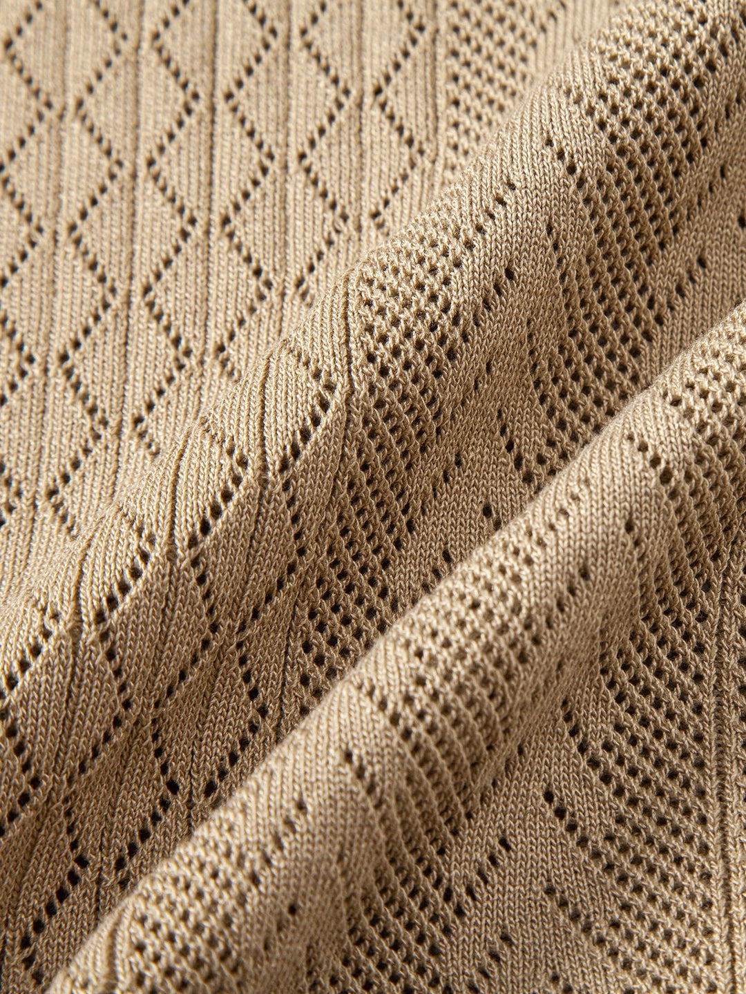 Dexter | Geometric Jacquard Open Knit Polo & Straight Leg Ribbed Pants