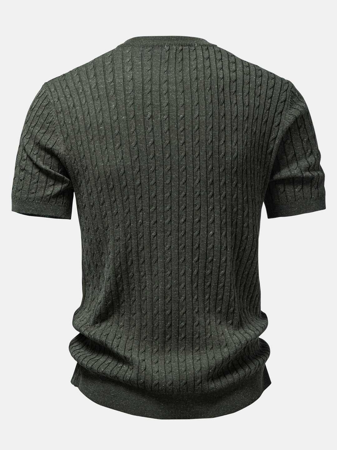 Victor | Twisted Jacquard Crew Neck Button Up Knit Shirt & Slim Fit Tapered Trousers