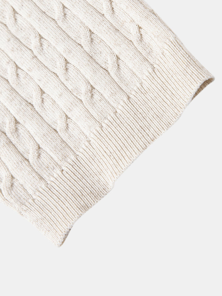 Victor | Twisted Jacquard Crew Neck Button Up Knit Shirt & Slim Fit Tapered Trousers