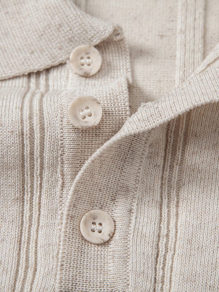 Caldwell | Linen Ribbed Knit Polo & Slim Fit Tapered Trousers