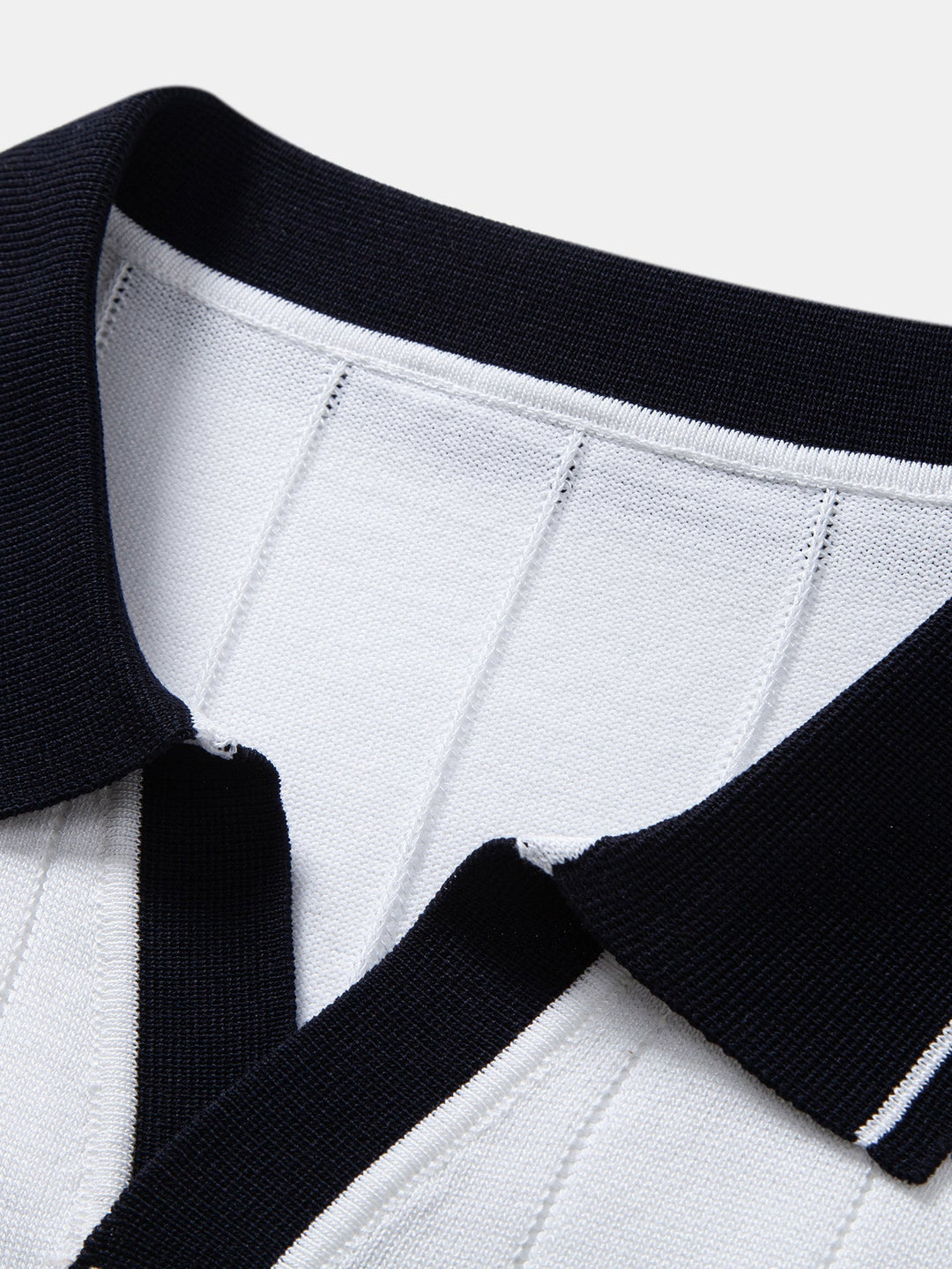 Bobby | Contrast Trim Ribbed Johnny Collar Knit Polo & Elastic Waist Straight Leg Trousers