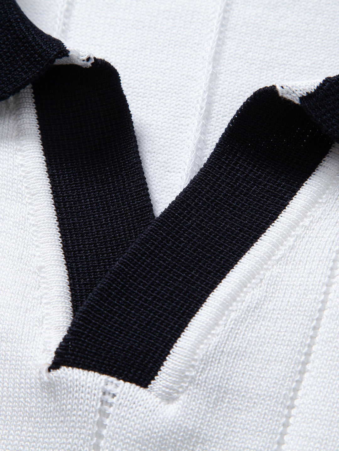Bobby | Contrast Trim Ribbed Johnny Collar Knit Polo & Elastic Waist Straight Leg Trousers