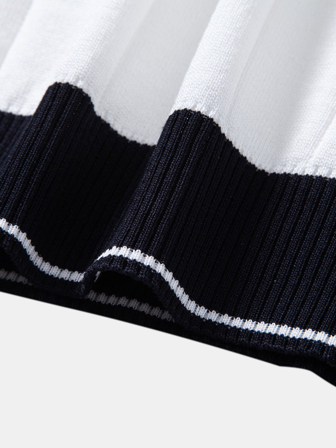 Bobby | Contrast Trim Ribbed Johnny Collar Knit Polo & Elastic Waist Straight Leg Trousers