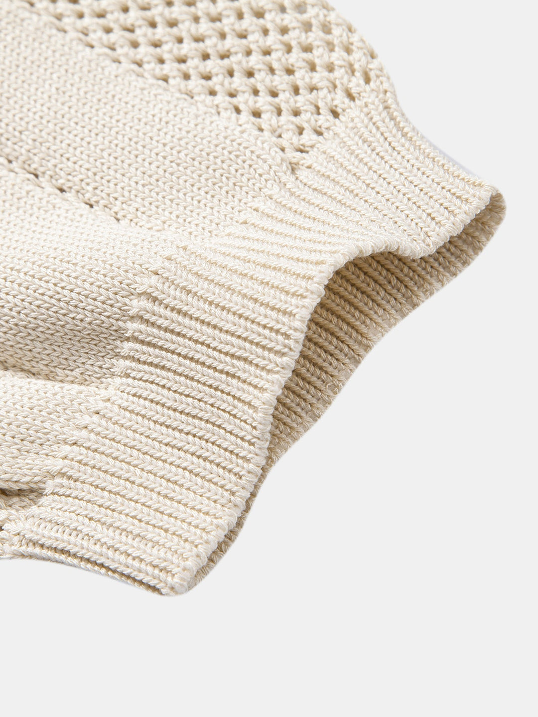 Eddie | Johnny Collar Striped Open Knit Polo & Straight Leg Linen Pants