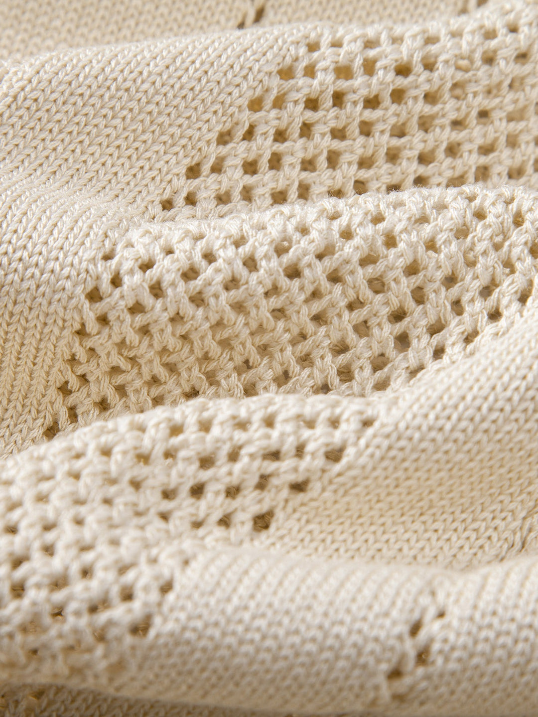 Eddie | Johnny Collar Striped Open Knit Polo & Straight Leg Linen Pants