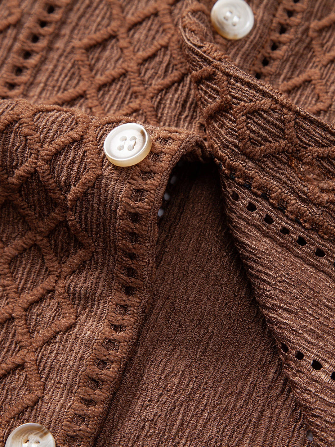 Matt | Geometry Rhombus Jacquard Button Up Shirt & Crinkle Textured Straight Leg Pants