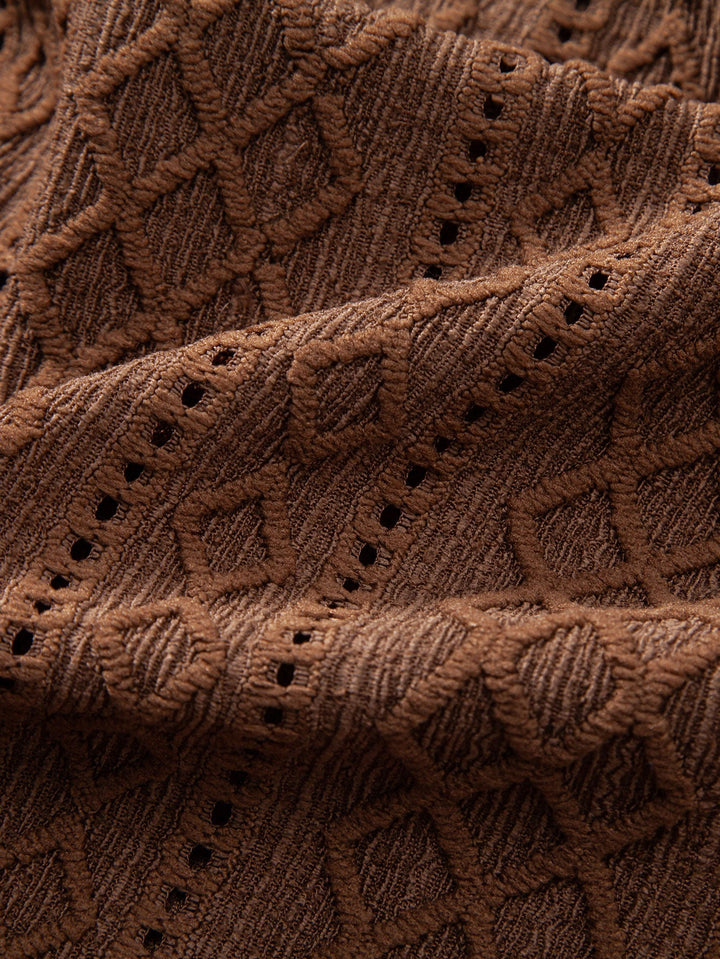 Matt | Geometry Rhombus Jacquard Button Up Shirt & Crinkle Textured Straight Leg Pants