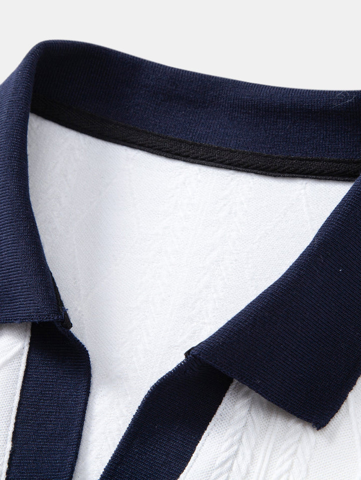 Tommy | Contrast Geometry Jacquard Knit Polo & Slim Fit Tapered Trousers