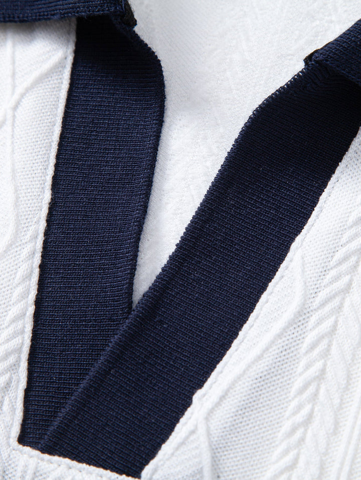 Tommy | Contrast Geometry Jacquard Knit Polo & Slim Fit Tapered Trousers