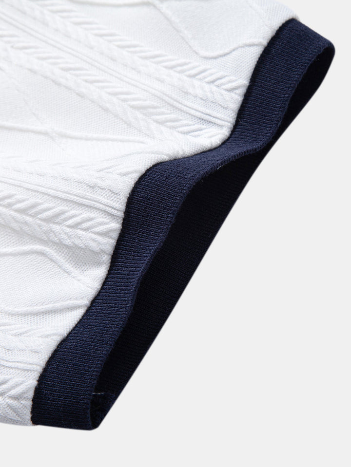 Tommy | Contrast Geometry Jacquard Knit Polo & Slim Fit Tapered Trousers