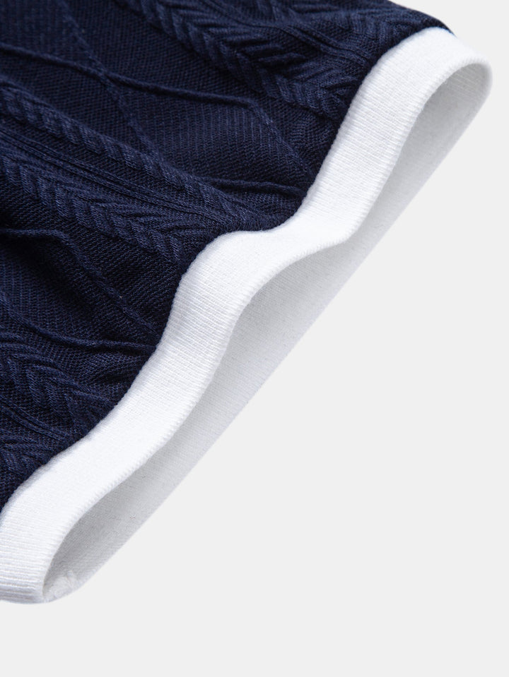 Tommy | Contrast Geometry Jacquard Knit Polo & Slim Fit Tapered Trousers