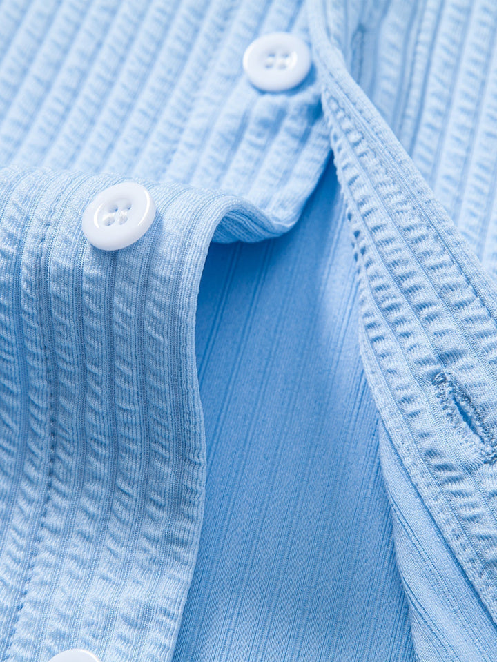 Luke | Ribbed High Neck Shirt, Muscle Fit, Long Sleeves