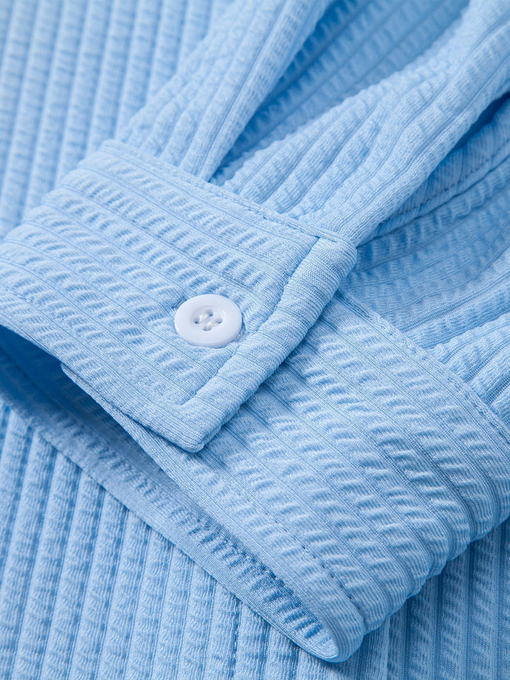 Luke | Ribbed High Neck Shirt, Muscle Fit, Long Sleeves