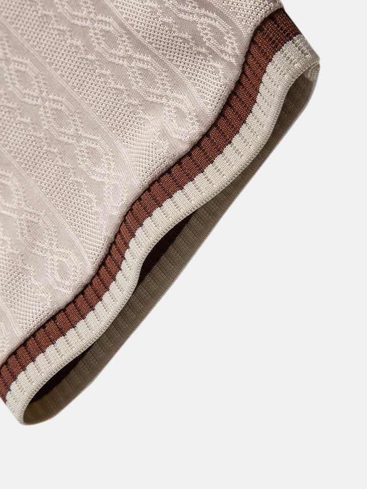 Max | Contrast Trim Textured Zipper Knit Polo & Slim Fit Tapered Trousers