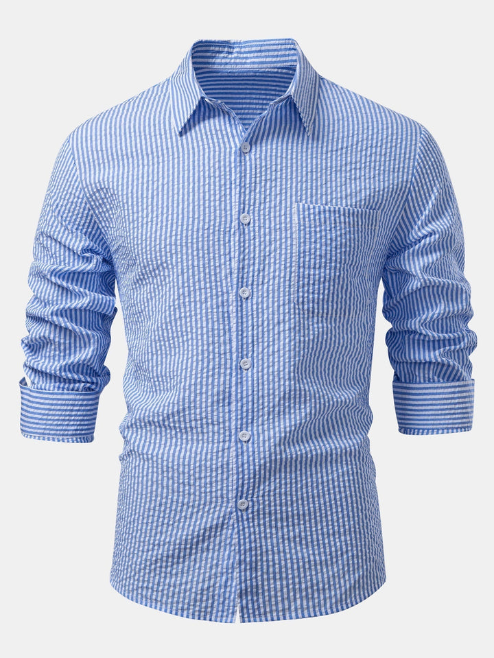 Tim | Striped Button-Up Seersucker Shirt