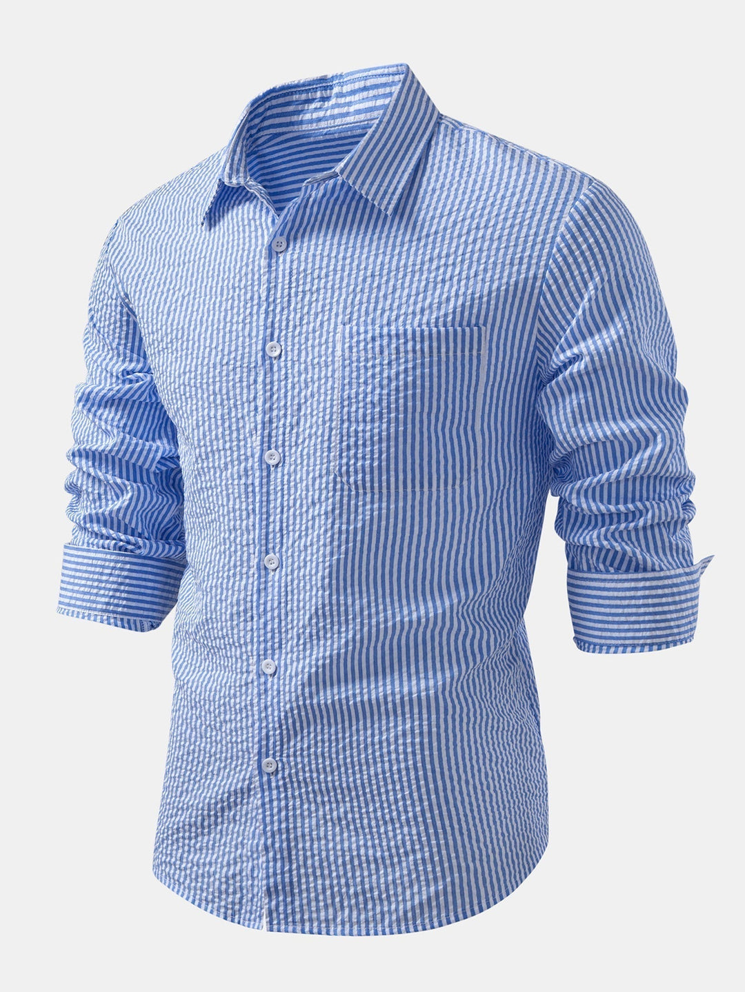Tim | Striped Button-Up Seersucker Shirt