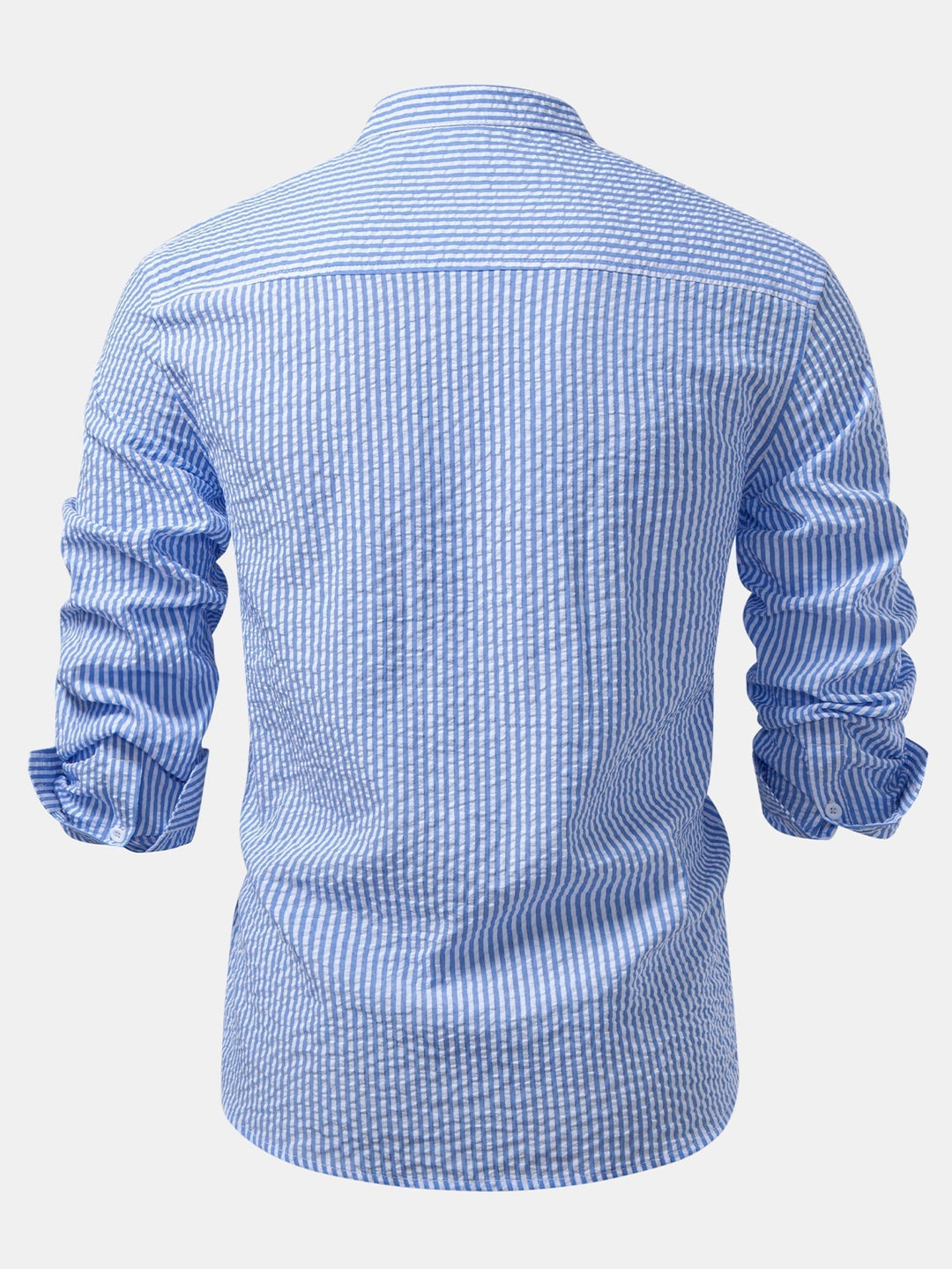 Anthony | Striped Seersucker Shirt with High Collar