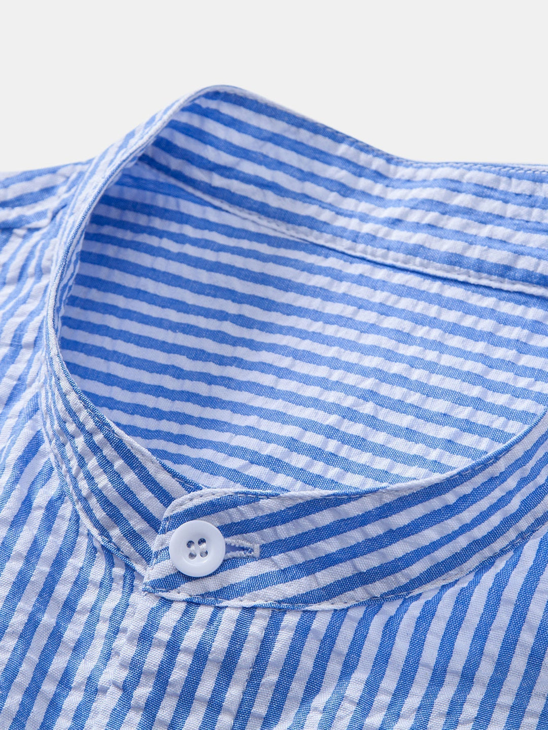 Anthony | Striped Seersucker Shirt with High Collar