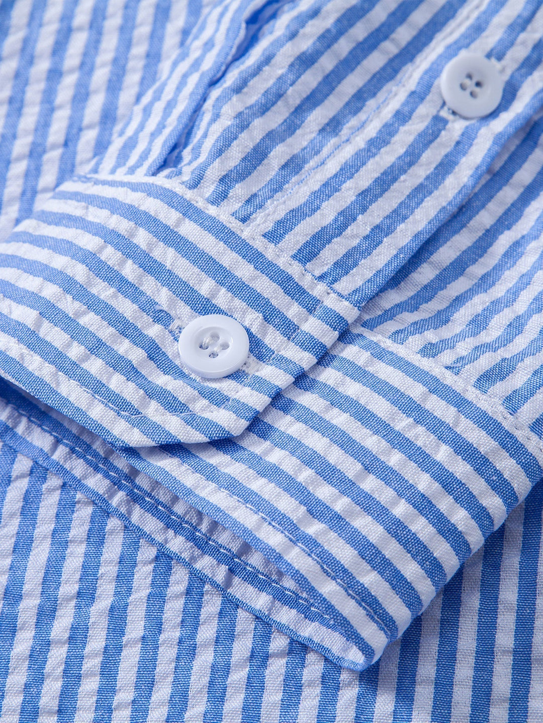Anthony | Striped Seersucker Shirt with High Collar