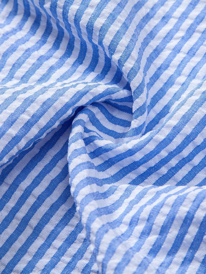 Anthony | Striped Seersucker Shirt with High Collar