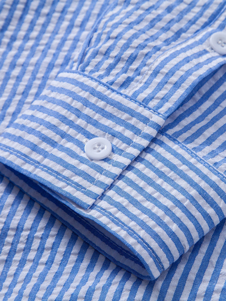 Tim | Striped Button-Up Seersucker Shirt