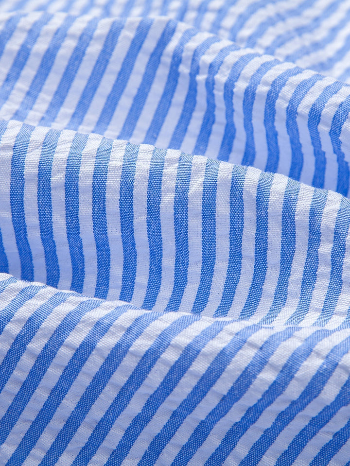Tim | Striped Button-Up Seersucker Shirt