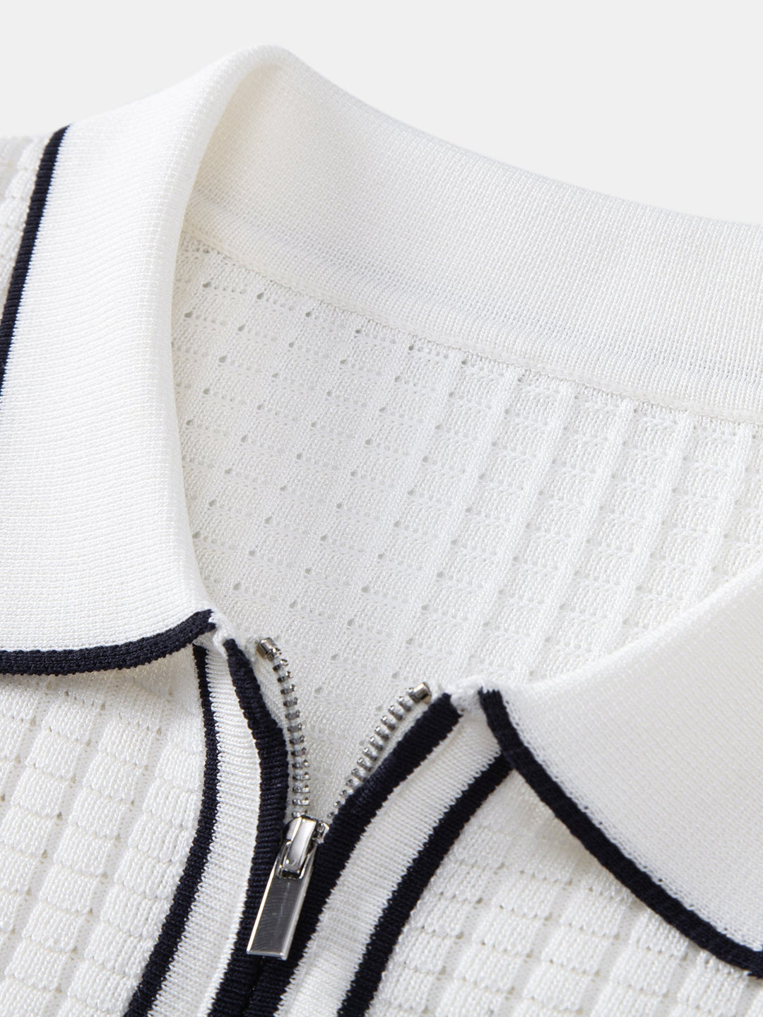 Justin | Contrast Trim Waffle Zipper Knit Polo & Slim Fit Tapered Trousers