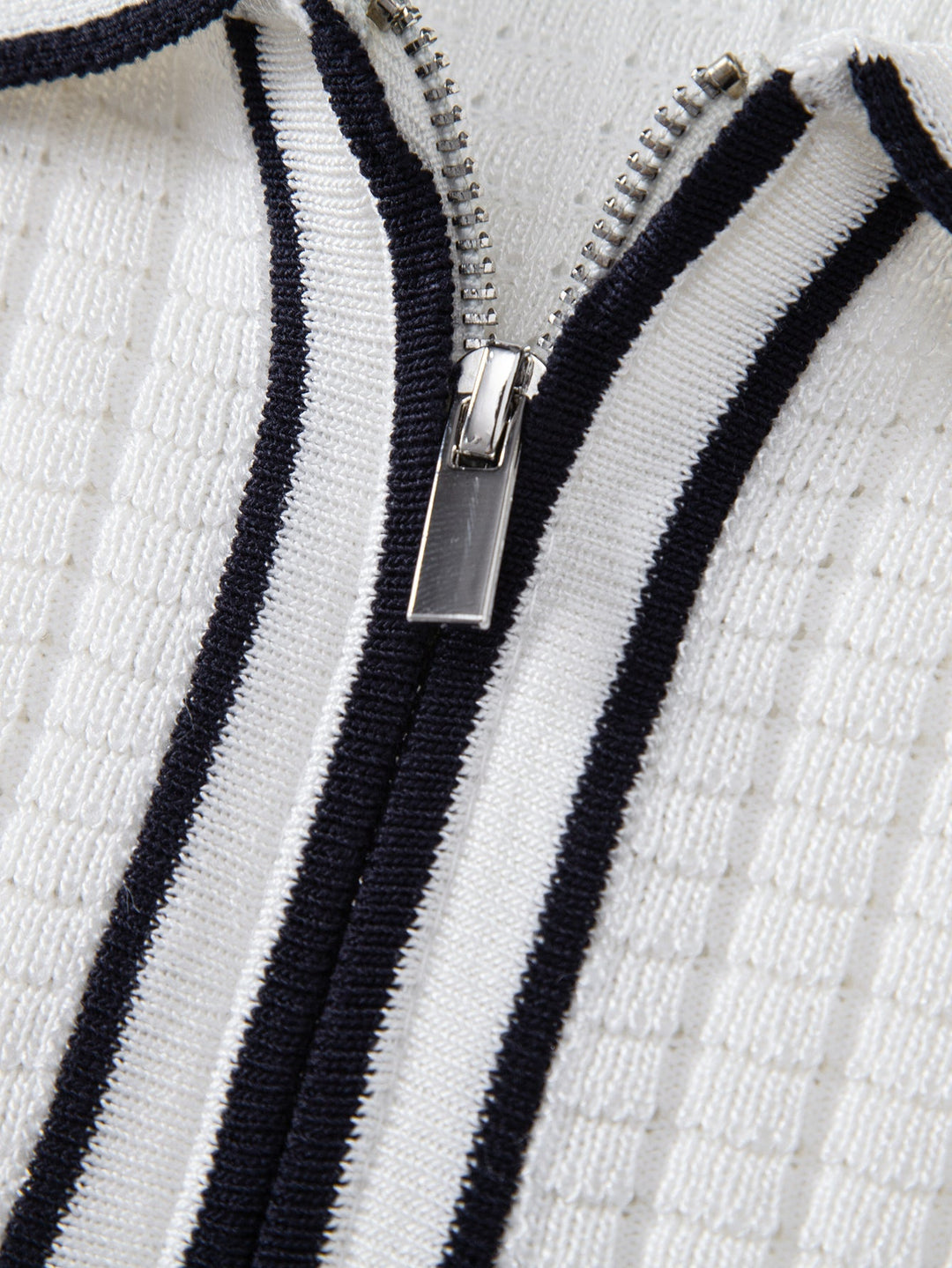 Justin | Contrast Trim Waffle Zipper Knit Polo & Slim Fit Tapered Trousers