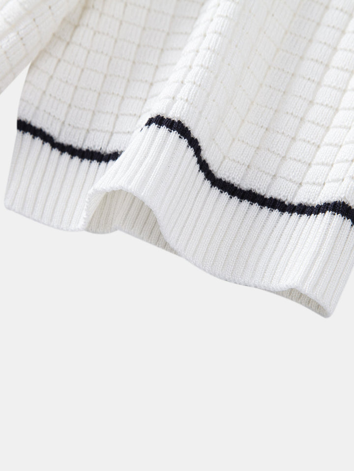 Justin | Contrast Trim Waffle Zipper Knit Polo & Slim Fit Tapered Trousers