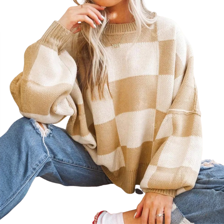 WREN™ | Cozy Plaid Drop-Shoulder Sweater