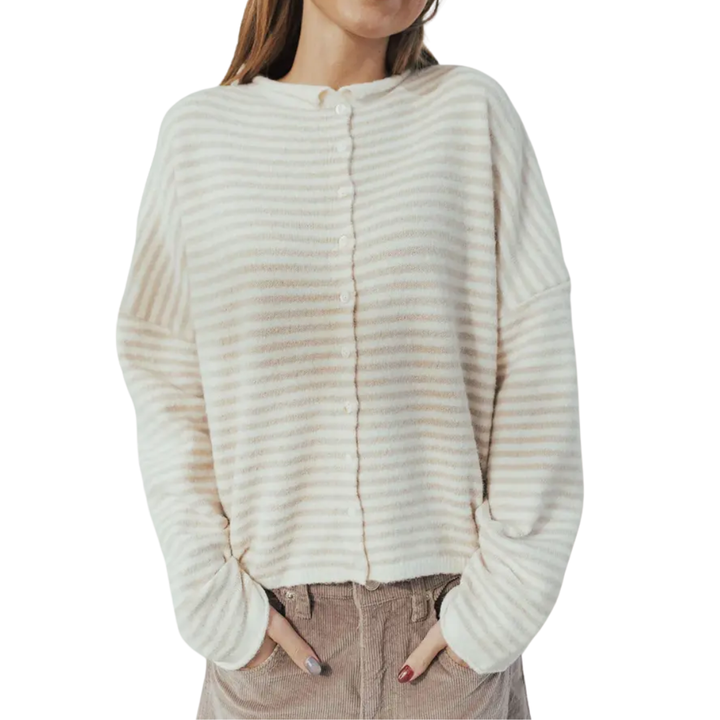 HADLEE™ | Striped Button-Front Knit Sweater