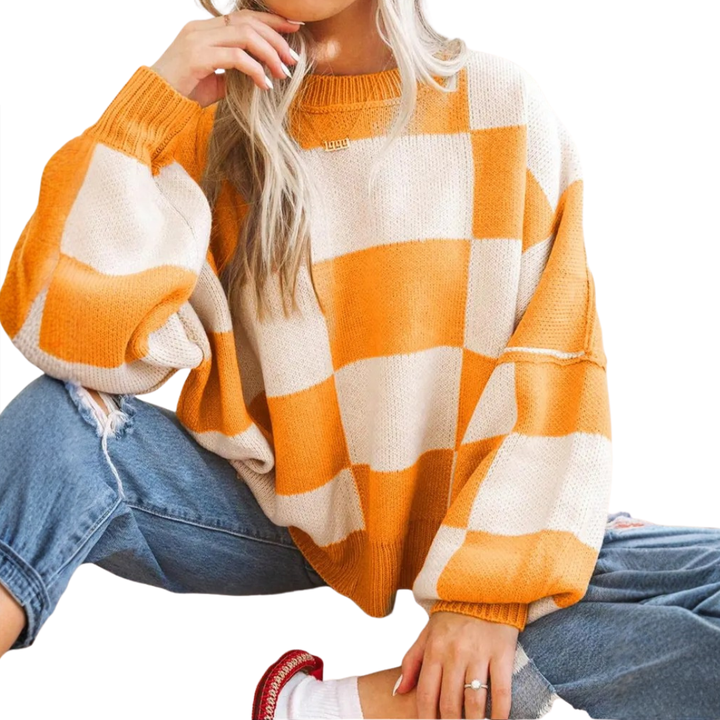 WREN™ | Cozy Plaid Drop-Shoulder Sweater