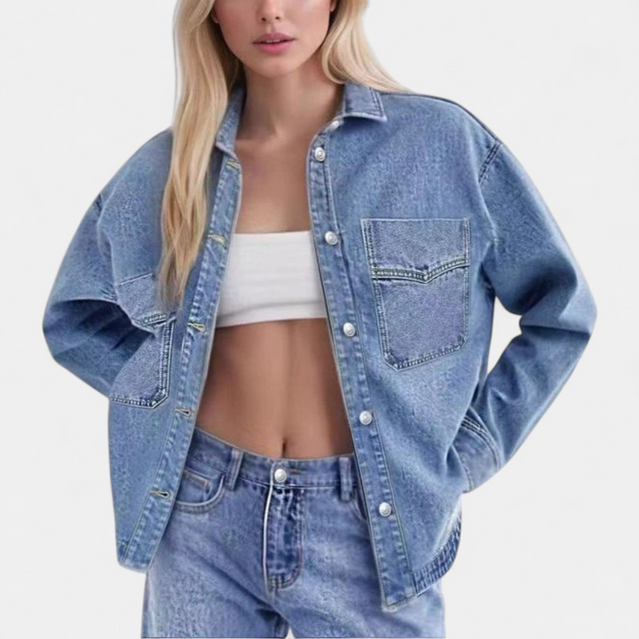 DAXONA™ – Vintage Washed Drop Shoulder Denim Jacket