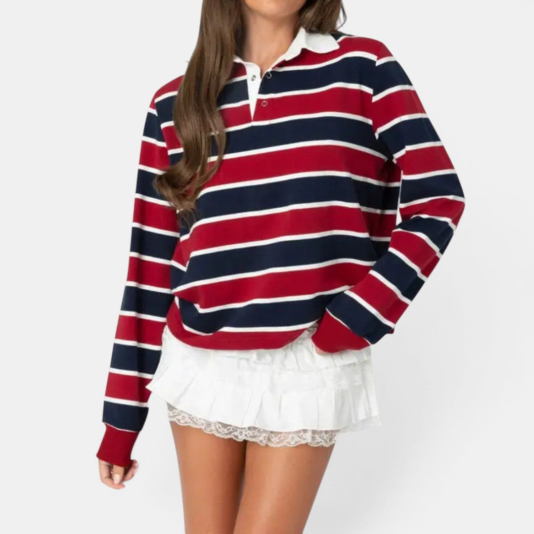 BRINDLE™ | Retro Striped Polo Collared Shirt