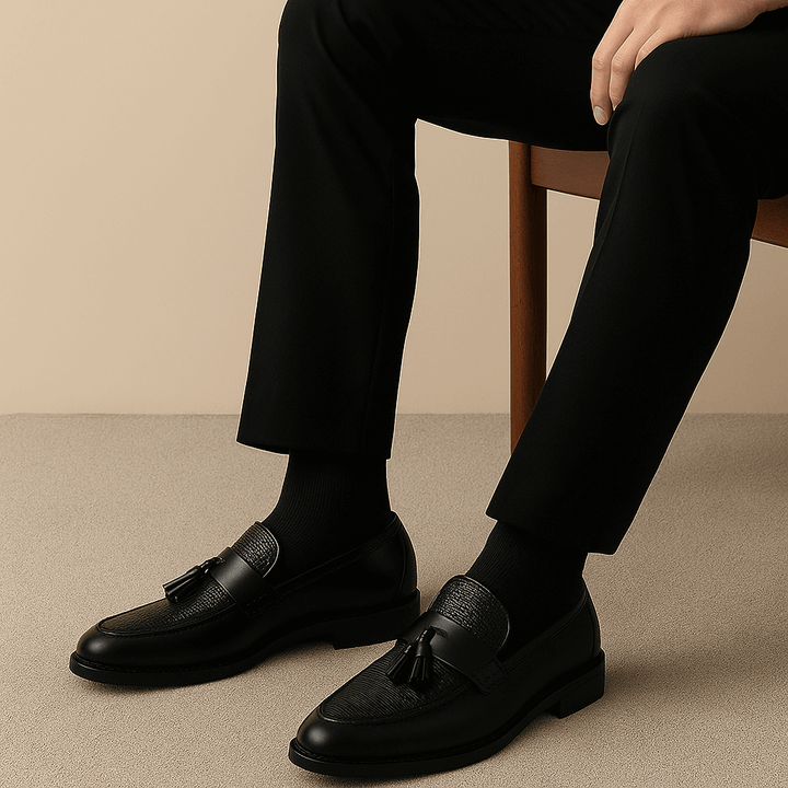 Shawn | Box Calf Leather Saddle Tassel Loafer