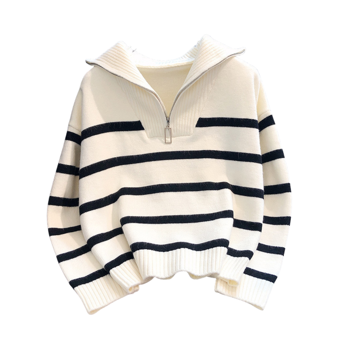 FARREN™ | Striped Contrast Half-Zip Sweater