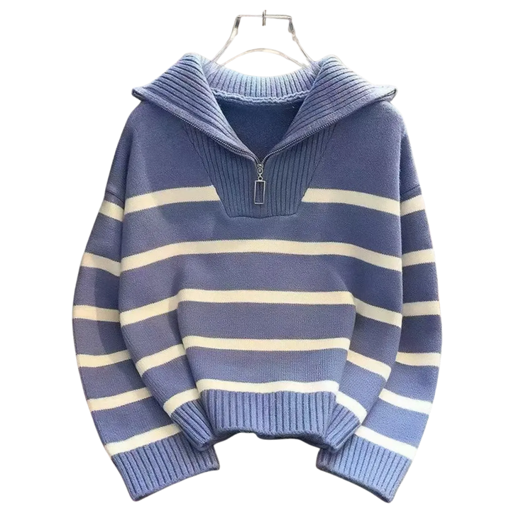 FARREN™ | Striped Contrast Half-Zip Sweater