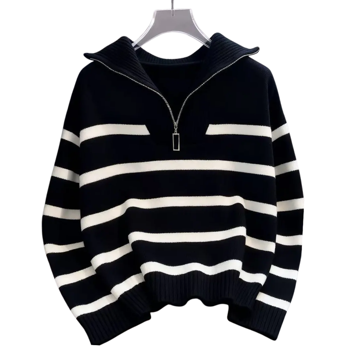 FARREN™ | Striped Contrast Half-Zip Sweater
