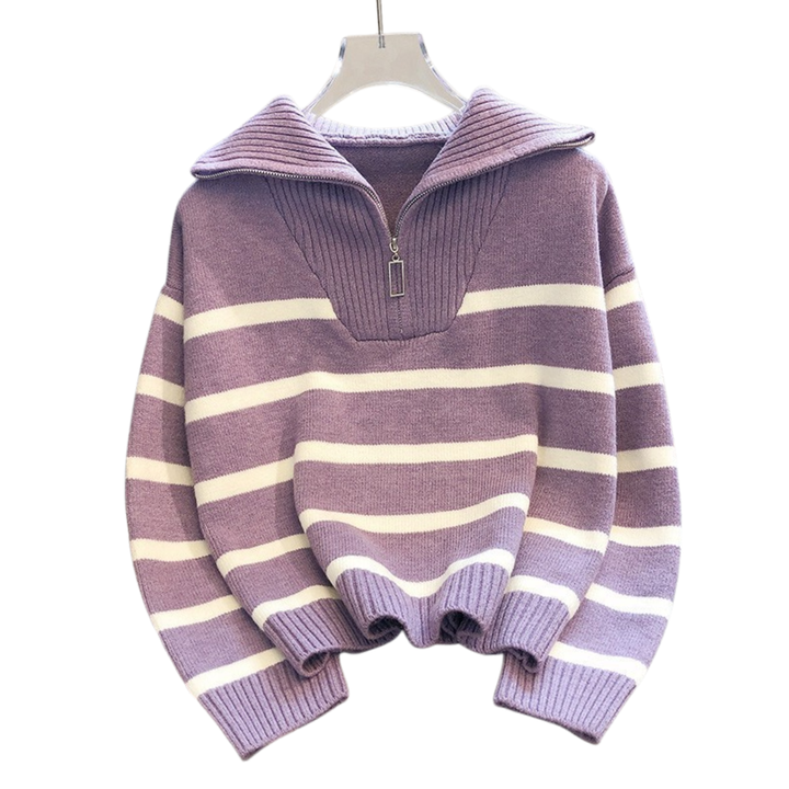 FARREN™ | Striped Contrast Half-Zip Sweater