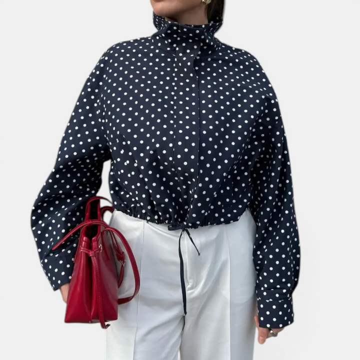 PELLA™ – Polka Dot Color-Block Blazer Jacket