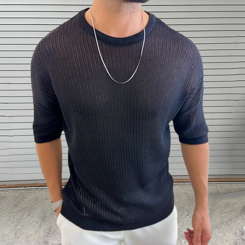Andrew | Short Sleeve Crew Neck Knit Top
