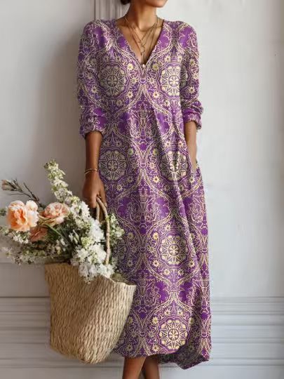 Greta | Floral Linen Midi Dress