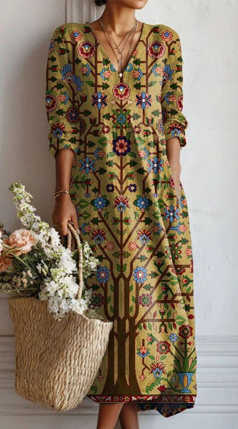Greta | Floral Linen Midi Dress