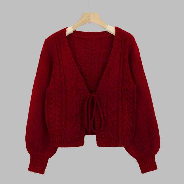 YERIEL™ | Cozy Vintage Chunky Tie-Front Long Sleeve