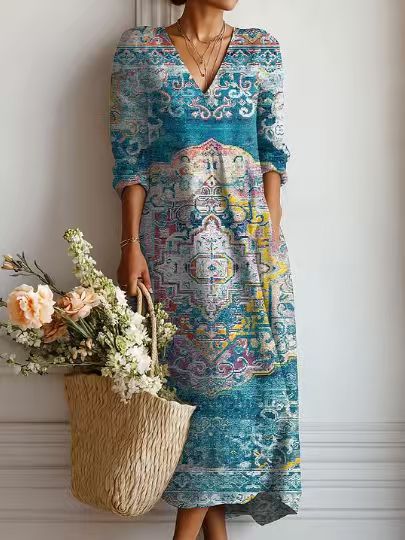 Greta | Floral Linen Midi Dress