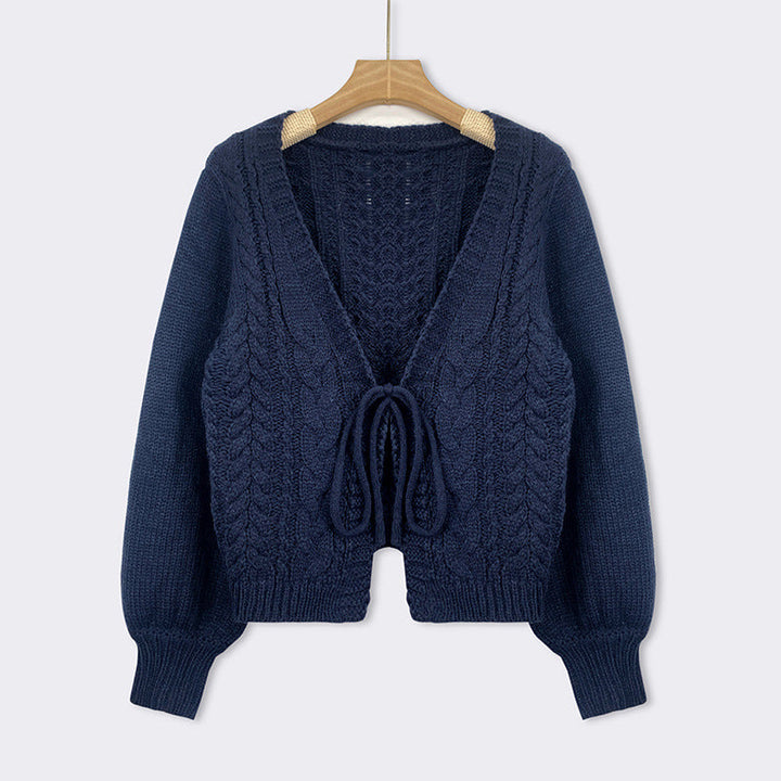YERIEL™ | Cozy Vintage Chunky Tie-Front Long Sleeve