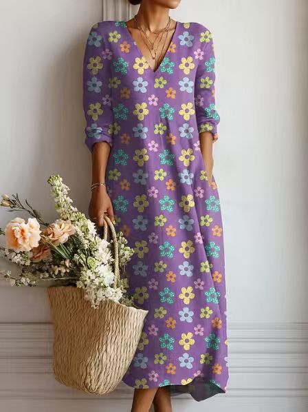 Greta | Floral Linen Midi Dress