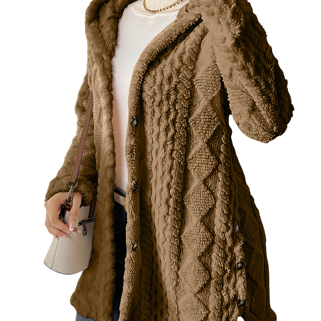 CLOVER™ | Cozy Jacquard Fuzzy Hooded Cardigan