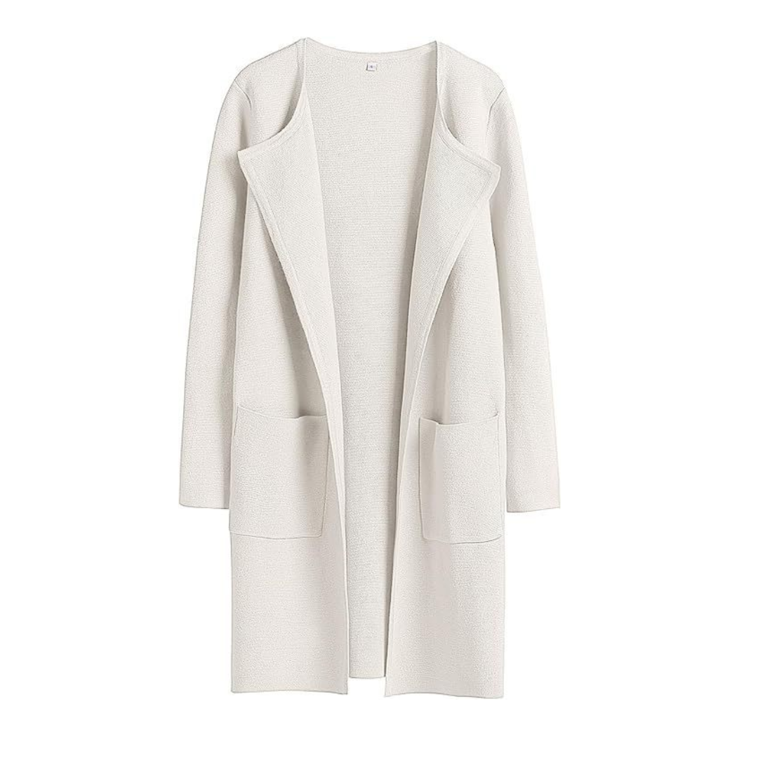 FREJА™ | Cozy Lapel Open-Front Knit Cardigan