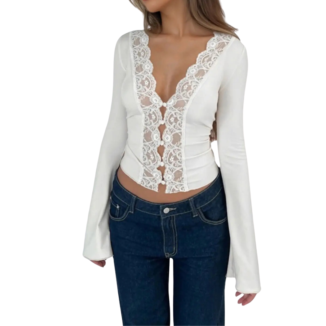 ROXANNE™ | Lace Cropped Cardigan Top